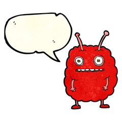 cartoon funny alien monster with speech bubble