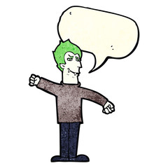 cartoon vampire man with speech bubble