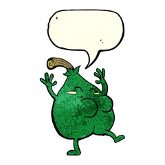 a nice pear cartoon with speech bubble