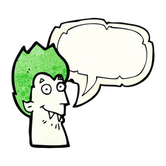 cartoon vampire head with speech bubble