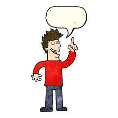 cartoon man with great new idea with speech bubble
