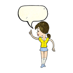 cartoon girl with idea with speech bubble