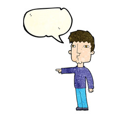 cartoon pointing man with speech bubble