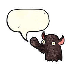 cartoon happy wolf with speech bubble