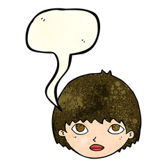 cartoon girl staring with speech bubble