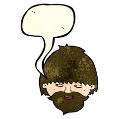 cartoon bearded man with speech bubble