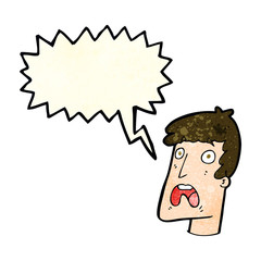 cartoon shocked man with speech bubble