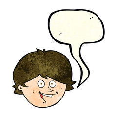 cartoon happy boy face with speech bubble