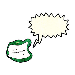 cartoon grinning halloween mouth with speech bubble