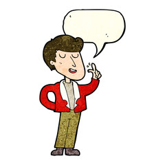 cartoon cool guy snapping fingers with speech bubble