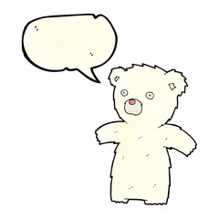 cartoon polar bear with speech bubble