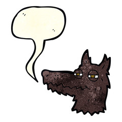 cartoon smug wolf face with speech bubble