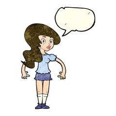 cartoon pretty woman with speech bubble