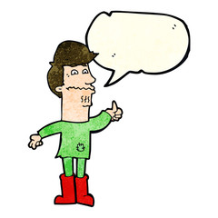 cartoon nervous man with speech bubble