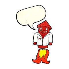 cartoon firework in business suit with speech bubble