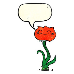 cartoon flower with speech bubble