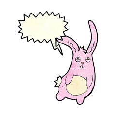 funny cartoon rabbit with speech bubble