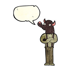 cartoon friendly werewolf with speech bubble