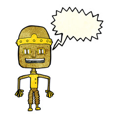 funny cartoon robot with speech bubble