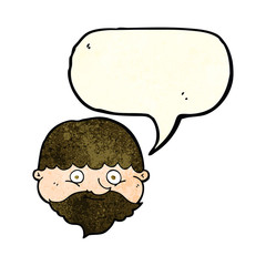 cartoon bearded man with speech bubble