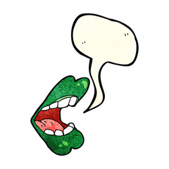 cartoon halloween mouth with speech bubble