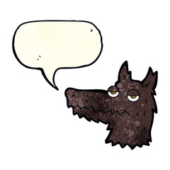 cartoon wolf head with speech bubble