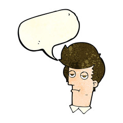cartoon bored man with speech bubble