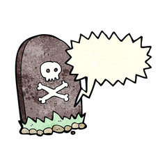 cartoon grave with speech bubble