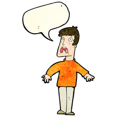 cartoon terrified man with speech bubble
