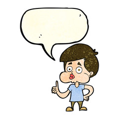 cartoon boy giving thumbs up with speech bubble
