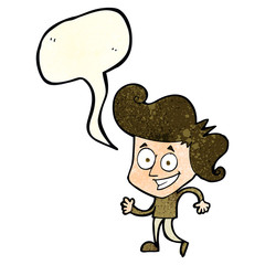 cartoon grinning man with speech bubble