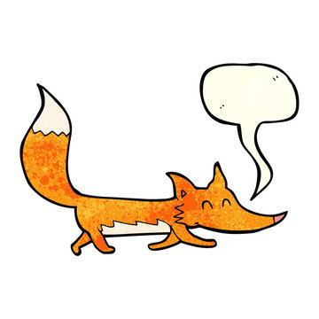 cartoon little fox with speech bubble