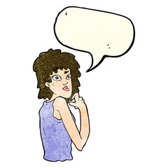 cartoon surprised woman with speech bubble