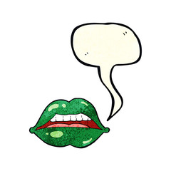 cartoon sexy halloween lips symbol with speech bubble