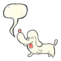 cartoon happy dog with speech bubble