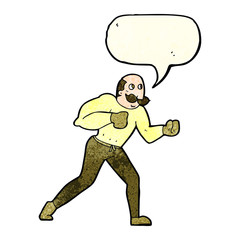 cartoon retro boxer man with speech bubble