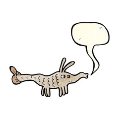 cartoon shrimp with speech bubble