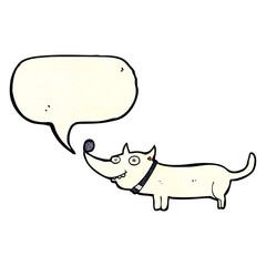 cartoon happy dog with speech bubble