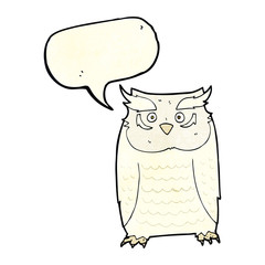 cartoon owl with speech bubble