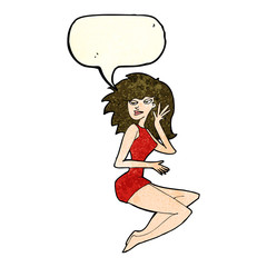 cartoon sexy woman with speech bubble