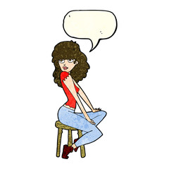 cartoon woman striking pose with speech bubble