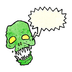 cartoon scary skull with speech bubble