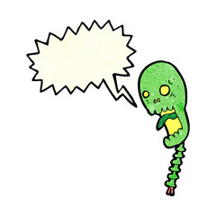 funny cartoon skull with speech bubble