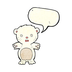 frightened polar bear cartoon with speech bubble