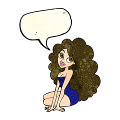 cartoon pretty woman with speech bubble