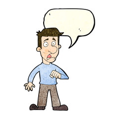 cartoon shocked man with speech bubble