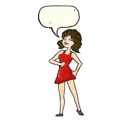 cartoon proud woman with speech bubble