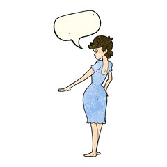 cartoon pretty woman looking at nails with speech bubble