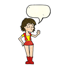 cartoon cool girl with speech bubble