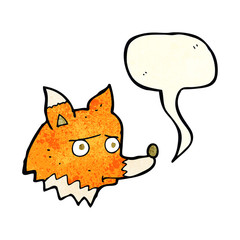 cartoon unhappy fox with speech bubble